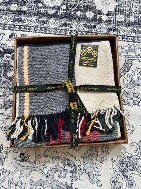 Two-Tone Wool Oversized Throw Blanket